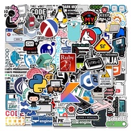 50/100pcs Network Hacker Programming Stickers Funny Cartoon IT Engineer Computer Sticker Luggage Lap