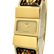 นาฬิกาข้อมือแบบกำไล HERMES/Hermes Loquet L01.201 ระบบควอตซ์ หน้าปัดสีแชมเปญ สายทองดำ สำหรับผู้หญิง [