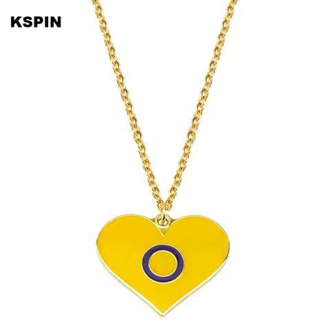 Intersex Pride Rainbow Pansexual pride Genderqueer pride Asexual Pendant Necklace Rainbow Heart Neck