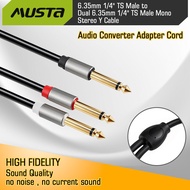 MUSTA Audio Cable 1/4" TS Jack 6.35mm to 2 6.35mm for Amplifier Mixer Electronic Organ Guitar OFC Ca