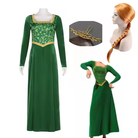 Princess Fiona Cosplay Costume Anime Shrek Wife Green Fiona Cos Dress Wigs Outfit ForLadies Women Lo