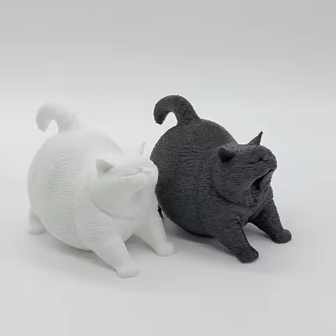 Cute Yawning for cat Statue - White or Black, Compact Desktop Decor for Home, Office, Car - Perfect 