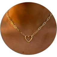 ASCOMY Ladies Exquisite Gold Necklace 14K Gold Plated Necklace | Delie Heart Necklace Paper Clip Cha