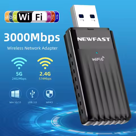 Newfast Adaptador Wifi 6 Usb 3.0 Adapter AX3000/ AX1800 5G/2G High Gain Antena Para Wifi 6 PC Cle Ne