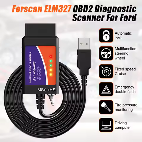 ELM327 OBD2 Diagnostic Scanner V1.5 USB Switch PIC18F25K80 Chip HS/MS CAN For Ford FORscan Code Read