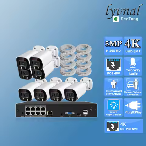 Seetong B912T 8CH 4K 8MP Security IP Camera PoE System Two Way Audio IR/Color Night Vision 4K 8CH PO