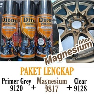 Pylox Diton Premium 400ml Primer Grey 9120 + Magnesium *9817 + Clear 9128, Glossy Metallic * Ready