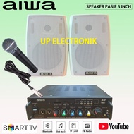 WAJIB GOSEND! PAKET SOUND SYSTEM KARAOKE SPEAKER PASIF AIWA 5 INCH AMPLI AIWA MP3