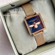 *Ready Stock*ORIGINAL Olivia Burton OB16AM96 3D Bee Rose Gold Stainless Steel Mesh Bracelet Water Re