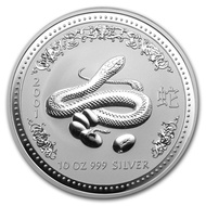 Perth Mint Australia $10 Lunar Series I Snake 2001 10 oz .999 Silver Coin 10oz
