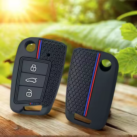 Silicone Car Key Cover For VW Golf 7 Mk3 Lion Polo T-cross Folding Case For Seat Toledo IV Ateca For