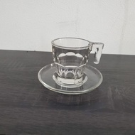 Hs276 Patak Glass - 80ml Espresso Coffee Cup Handle With Saucer Glass Cup Mat