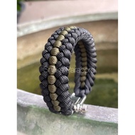Bracelet Braided Rope Handmade Work Black + Army Green