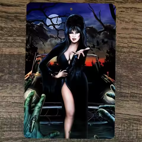 Kiss Blowing Elvira Mistress of the Dark Metal Wall Sign Poster