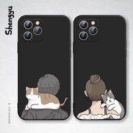 Vivo S1 V23e V23 V21e V21 V17 V15 V20 V20SE Pro V19 V11 V11i V9 V7 V5 V5S Plus 2021 5G Cat Back view couple Square Phone Case Soft TPU Cover