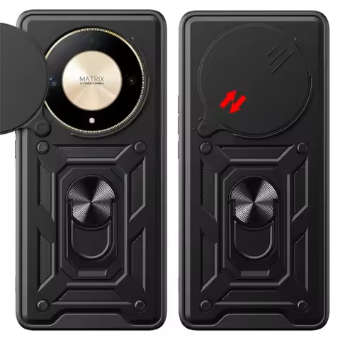 Armor Phone Case with Slide Camera Lens Protector for Honor X5C Plus X6S X6A X6B X6C X7A X7B X7C X7D