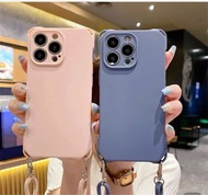 iPhone 13 Case iphone 掛繩 軟硅膠手機殼 pink purple 連掛繩 with strip 