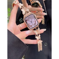 Butterfly Chain Strap For iWatch Strap 46mm S10 Ladies Strap S9 8 7 41mm iWatch Butterfly Diamond St