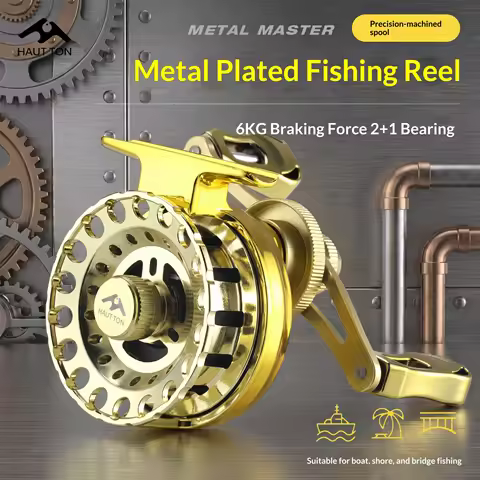 Haut Ton Fishing Reel Metal Electroplated Magnetic Slow Descent Raft Reel Ice Fishing Bridge Front C