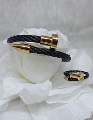 Set Black Collection High Quality Non Tarnish Bangle Stainless Steel