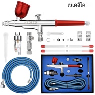 Precision Dual Action Airbrush 6ft Airbrush ท่อ 0.2/0.3/0.5 มม.หัวฉีดเข็มสําหรับภาพวาดเค้กตกแต่งชุด 