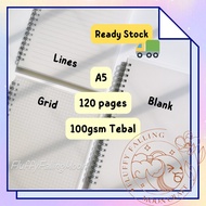 Fluff's Buku Nota Journal Book Planner Grid Notebook Binder Notebook Grid Notebook A5 笔记本 Diary Aest