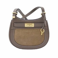 【TORY BURCH】拼接皮革造型兩用包-鐵灰色