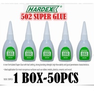 [50PCS ] HARDEX 502 Super Glue 20GRM (3 SECOND GLUE) Fast Dry Cair Waterly Type Glue (Not Gel Type) 