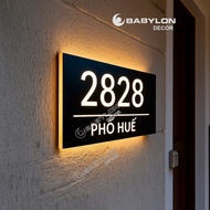 House Number Plate with Bright Led Light, Recessed Mica House Number Plate, Outdoor