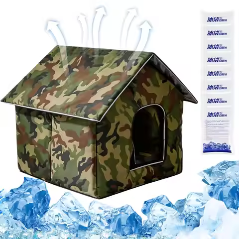Outdoor Cooling Cat House Waterproof & Insulated Pet House Weatherproof Wild Cat Shelter for Summer 