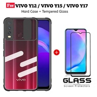 LAYAR Package 2in1 Case VIVO Y12/VIVO Y15/VIVO Y17 Hard Case FusionSliding Transparent FREE Tempered Glass Color Mobile Screen