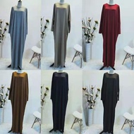 PREMIUM Plus Size Knit T Shirt Streetwear Plain Stripe Batwing Muslimah Dress Abaya Jubah Long Sleeve Maxi Dress