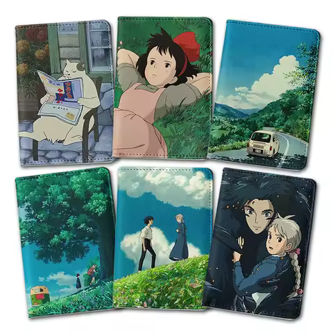 Japanese Animated Passport Cover Passport Wallet Travel Essentials Women Air Ticket Credit Card Hold