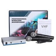 VHF  Wireless  Microphone System  V27 One Receiver Dual Channel For  Home Karaoke，Shools，Meeting+Fre