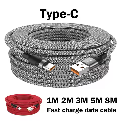 6A Type-C Cable Extended 8-Meter Super-Charging USB Cable Suitable for Huawei Xiaomi Switch SonyPs5 