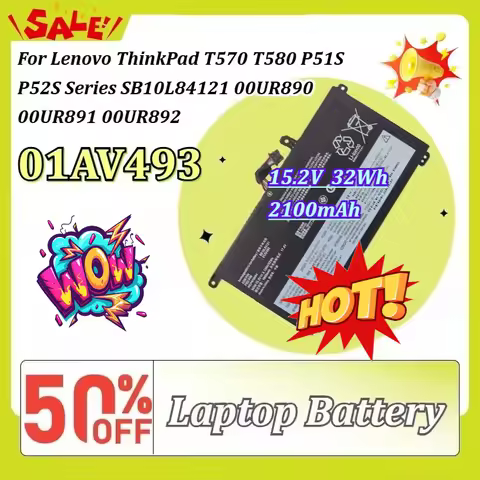 01AV493 2100mAh Laptop Battery for Lenovo ThinkPad T570 T580 P51S P52S Series SB10L84121 00UR890 00U