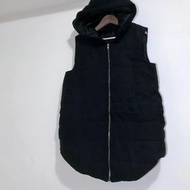 長版｜正韓KOREA韓國雙拼異材質蜜桃絨坑條針織連帽鋪棉背心外套 韓制韓製韓國製韓組韓貨 東大門 ZARA ROXY Copiner #24母親節 古著