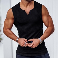Fiess Sleeveless T-shirt Bodybuilding V-neck Vest Gym Tank Top Knit Summer Tshirt Tops Compression Running Sport Shirt
