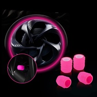 4Pcs Pink Luminous Wheels Cap Tire Valve Stem, Glow Luminous at Night, Illuminated Auto Car Wheel Va