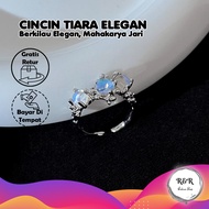 Minimalist Vintage Ring with Rainbow Opal Stone, Vintage Silver Leaf and Opal Stone Ring, Aesthetic 