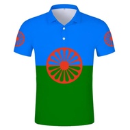 Kemeja Polo Rom Gypsy Bendera Rakyat Romani T-Shirt Cetak Logo Foto Pakaian Baju T Boleh Disesuaikan