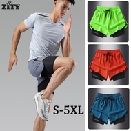 Elastic Fitness Shorts Cool Breathable 2 in 1 Sports Running Exercise Shorts for Women Men