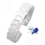 สายนาฬิกาเซรามิก สีขาว สําหรับสตรีและผู้ชายเหมาะสําหรับ Tissot Omega Swarovski สายเหล็กนาฬิกาโซ่ผีเส