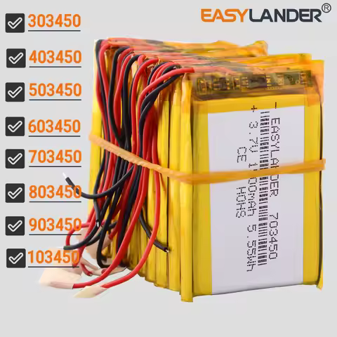10PCS /Lot 3.7V 2000mAh 103450 Lithium Li-ion Polymer Battery Lipo 303450 403450 503450 603450 70345