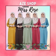 Hasnuri Baju Kurung Miss Rose - Dusty Blue/Dark Choc/Dark Pink/Mustard/Green