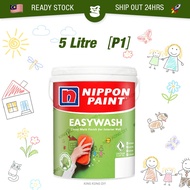 5L (P1) NIPPON PAINT EasyWash Easy Wash Vinilex Water Based Matt Interior Indoor Wall VOC Free Paint Cat Rumah Putih