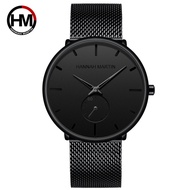 Hannah Martin Hannah Martin Cross-Border Steel Band Black Waterproof Watch Trendy Sports Quartz Watc