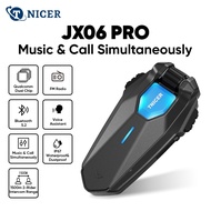TNICER JX06 PRO Motorcycle Bluetooth Intercom Helmet Headset BT5.2 1500M Rider Intercom IP67 Waterpr