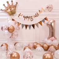 45pcs Happy Birthday Balloon Set Number Crown Foil Balloons 18th 50th 60th Birthday Decoration Set