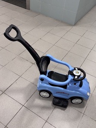 藍色兒童學步車連推杆